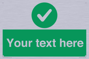 Custom green background, green circle with tick